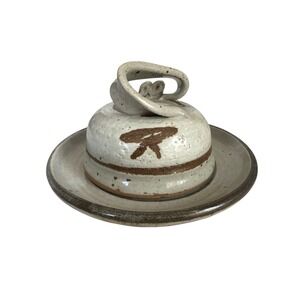 Studio Art Pottery Cheese Butter Dish Dome Lid